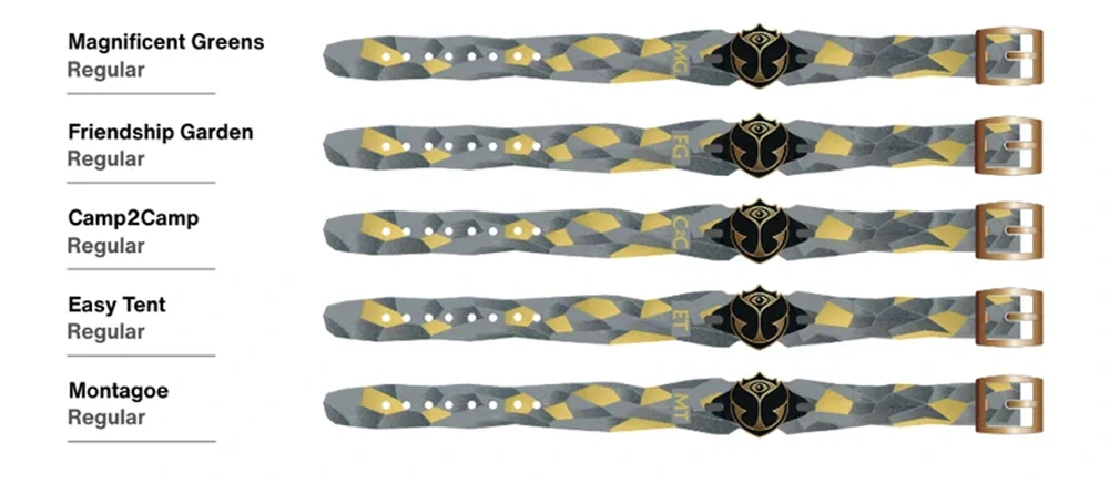 tipos de brazalete camping tomorrowland