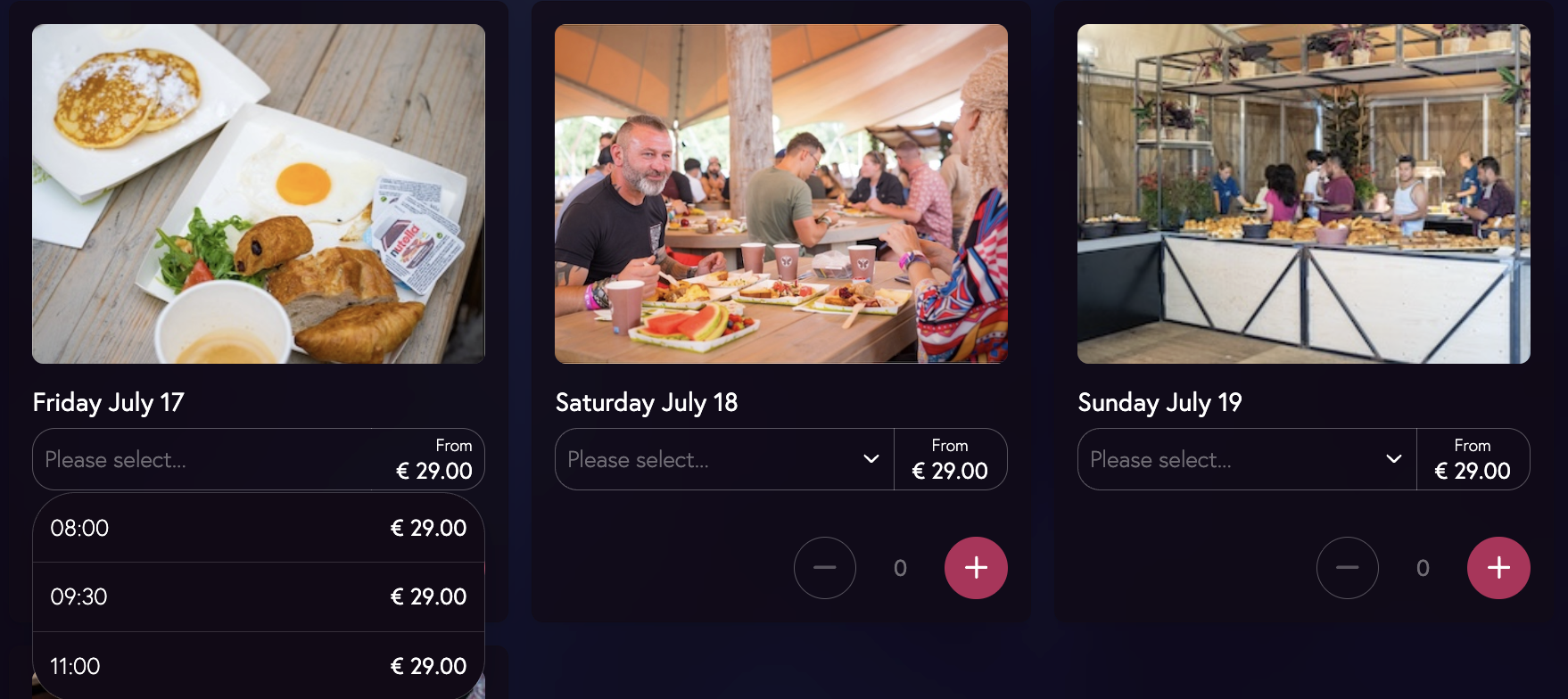 precio desayuno easy tent tomorrowland