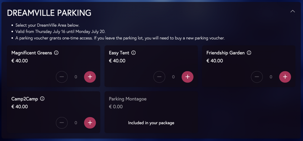 precios parking camping tomorrowland