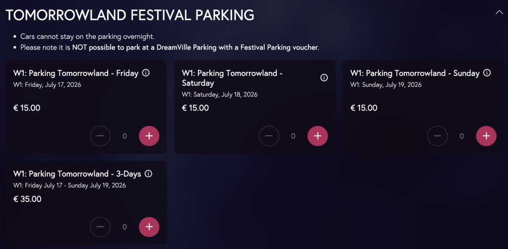 precios parking tomorrowland